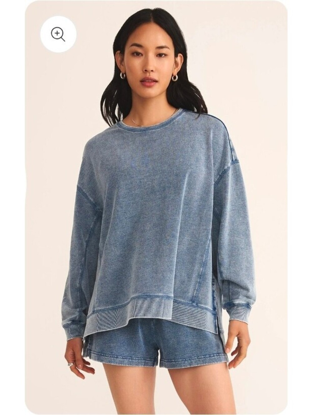 Z Supply Knit Denim Modern Weekender Sweatshirt Indigo Size S NEW